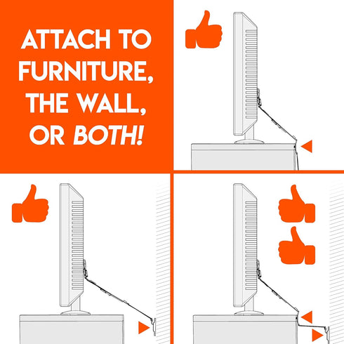 ECHOGEAR 90 TV Safety Straps for Big TVs Heavy-Duty Anti-Tip Anchors for TVs Up to Secure to Wall or Furniture