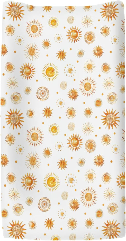 ZoUbqchY Summer 32''16'' Watercolor Boho Suns Changing Pad Covers for Baby Girls Boys Tribal Sun Totem Fitted Changing