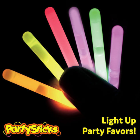 PartySticks Mini Glow Sticks 200 Pack, Glow-in-the-Dark Small Neon Light Sticks for Easter Eggs, Party Favors