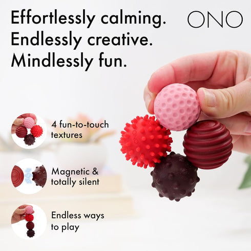 Set 8) ONO Signets Silicone Magnetic Balls with Textured Dimples, Bumps, and Waves | Fun to Play with Fidget Toy