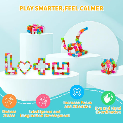 Poartsda 30 Pack Wacky Tracks Snap and Click Fidget Toys Bulk for Party Favors Puzzles Kids, Back to School Students