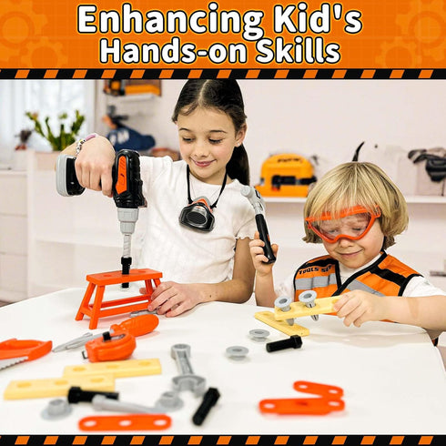 Set, Set 3 KidBloom Toddler Tool Kids Tool with Toy Drill, Tools for Kids with Tool Box and Vest, Toys for Year Old