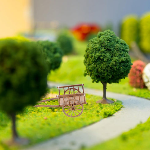 2Pcs STOBOK Miniature Farming Cart Model Dollhouse Miniature Barrows Simulation Cart Ornaments Landscape Decorations