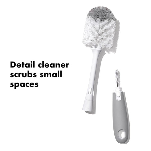 2-Pack OXO Tot Bottle Brush with Nipple Cleaner and Stand Gray