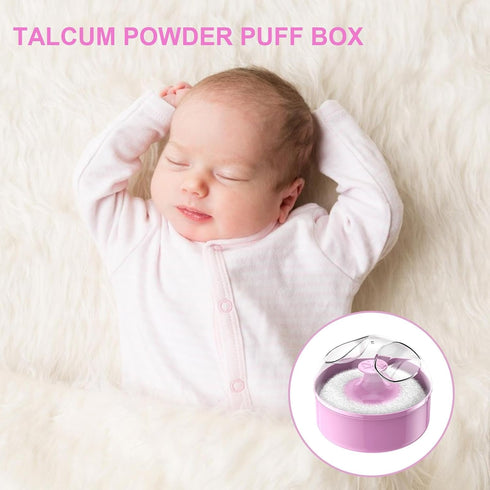 Generic Soft Powder Puff and Container - Body Dusting Powder Container with Puff | Clear Powder Dispenser | Empty