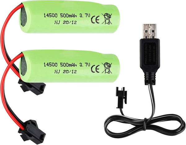 FPVERA Rc Car Battery - 2 Pack 500mah 3.7V Li-ion Rechargeable for RC Stunt Cars and Trucks