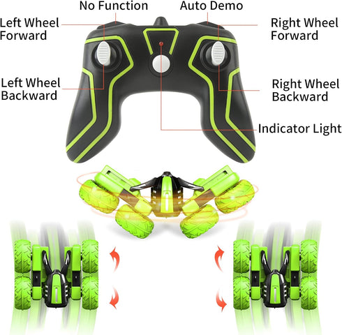 6+ 4WD 2.4Ghz 360 Amicool Remote Control Car Boy with Headlight, Hobby RC Car Stunt Kids Toy Gift for Boys Girls Years