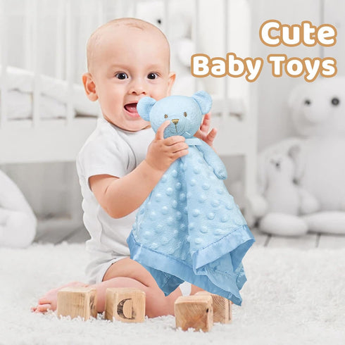 Pro Goleem Teddy Bear Lovey Baby Security Blanket, Unisex Soft Lovie Baby Gifts for Newborn Toddler, Blue 16 Inch