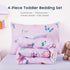 Set 4 Set Wake In Cloud - Butterfly Toddler Bedding for Girls, Cute Colorful Butterfly with Floral Flowers, Pieces Soft