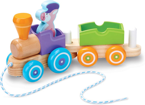 Melissa & Doug First Play Wooden Rocking Farm Animals Pull Train Toy