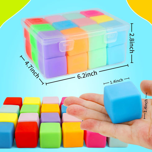 24 Pack Squishy Fidget Toys, Stress Cube Balls Fidget Sensory Toys Bulk for Kids Adults Anxiety Relief Goodie Bag