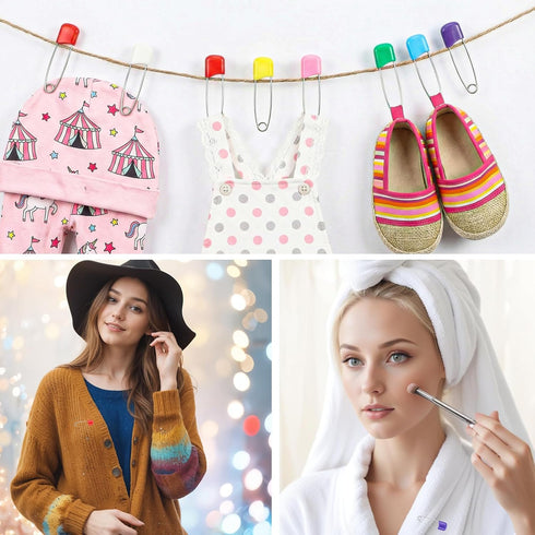 Yolev 50Pcs Diaper Pins Colored Baby Safety Pins Plastic Head Baby Diaper Pins for Ccloth Diapers with Safe Locking
