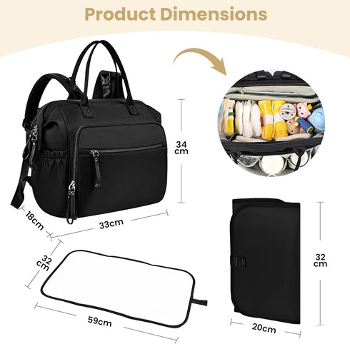 Large Diaper Bag Tote Lightweigt Diaper Tote Bag With Large Capacity Matching Changing Pad, Waterproof Design