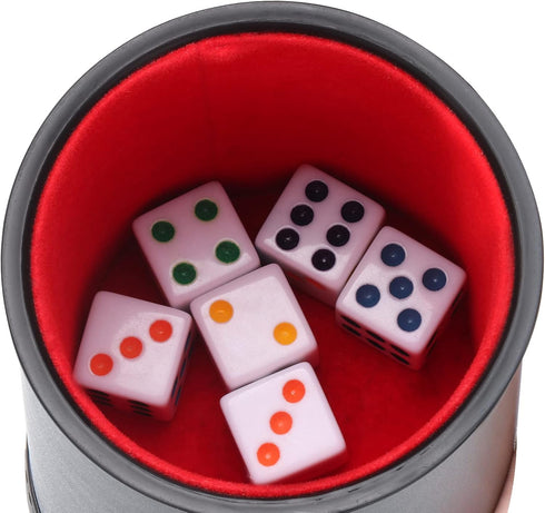 Delta-shop Felt Lined Professional Dice Cup - Quiet with 6 Dice for Yahtzee Game