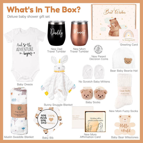 Set New Mom Gifts for Women, Top Pregnancy Gifts with Mom and Dad Tumbler for First Time Moms, Expecing Parents to Be