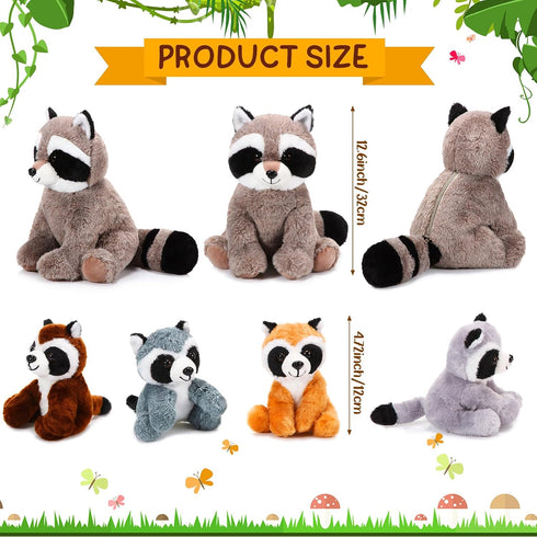 5 Set Mommy 4 Tummy Pcs Raccoon Stuffed Animal Adorable Raccoon Plush with Babies in Soft Cuddly Plushie for Birthday
