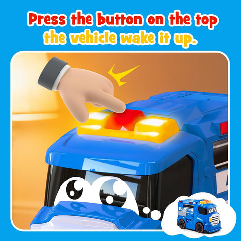 1-3 3-5 AEROQUEST Remote Control Police Car Truck Toy Cars for Toddlers with Sirens & Flashing Lights Cartoon RC