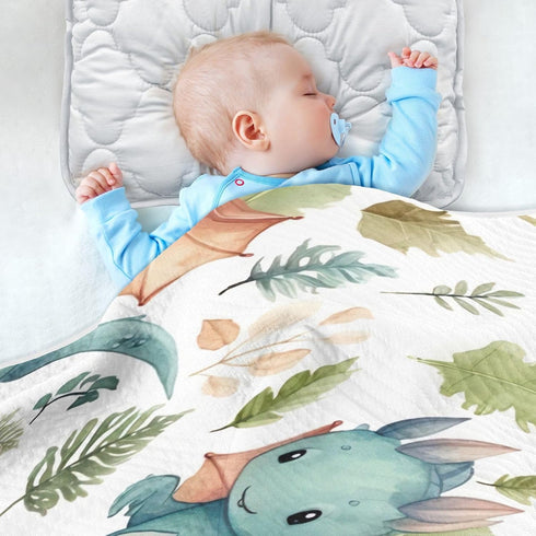 Cute Dragon Baby Blanket - Soft Warm Reversible Infant Newborn Toddler Receiving Blanket for Crib Stroller Nursery,