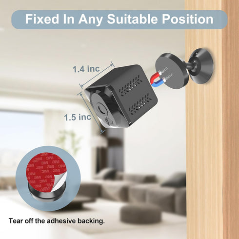 ZHENHAN 24/7 Mini Camera Wireless Indoor Security Camera with Night Vision: Motion Detection, Dual Storage (Cloud/SD)