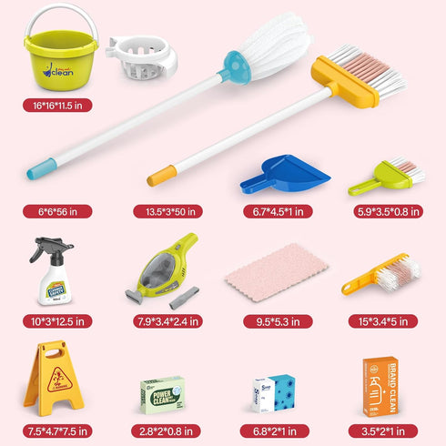 Bluocean Set, Set 2-in-1 Toddler Cleaning Toy Kids Cleaning - Pretend Play Educational Kit with Toy Vacuum, Mobile