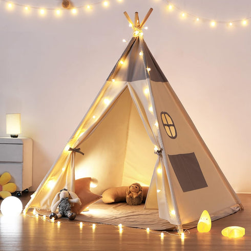 besrey Teepee Tent for Kids with Light & Mat, Toddler Tents Indoor