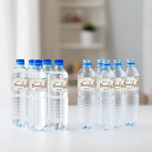 Maicaiffe 32 We Can Bexrly Wait Water Bottle Stickers, Baby Shower Water Bottle Label, Kids Birthday Party Decorations