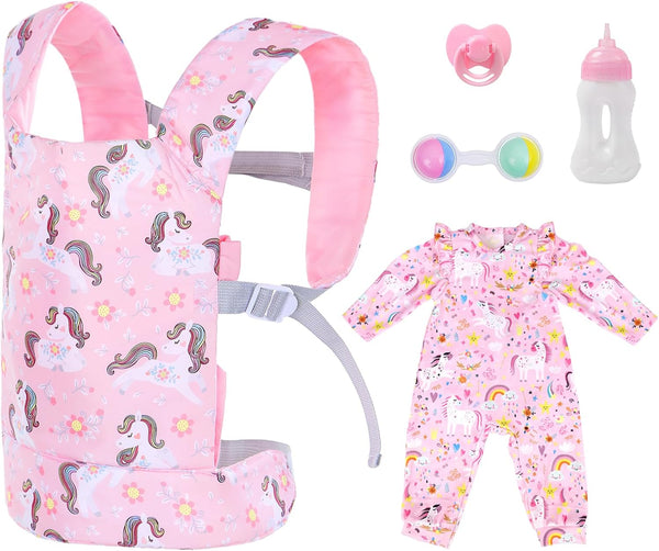 18INDC 5 Pcs Doll Carrier and Accessories for 16-22 Inch Baby, Carrier Backpack