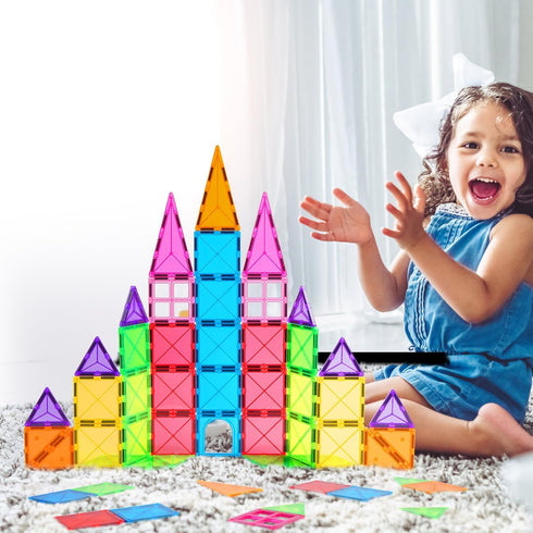 Crenova Magnetic Tiles Kids Toys, 40PCS Magnetic Blocks Building Toys for Toddler Educational Games