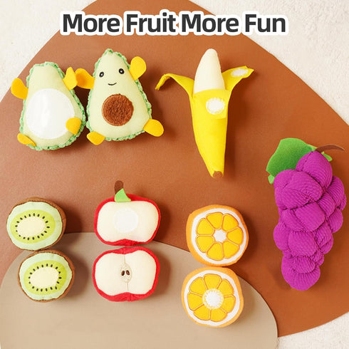 12M+, Playset 1 2 3 Toddler Pretend Play Food Toy Soft Plush Baby Montessori Fruit Basket, Kid Sensory Kitchen Grocery