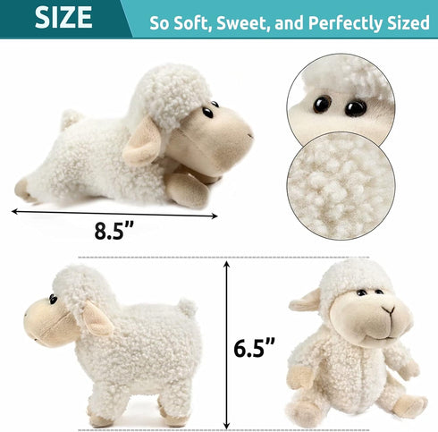 Tiny Heart Lamb Stuffed Animal, 3 Pcs Cute Plush Toy for Nursery Home Decor, Small Gift for Kids (White)