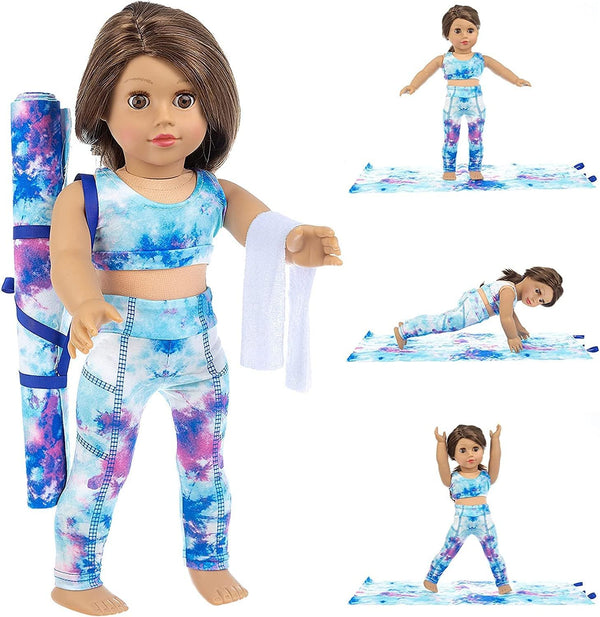 Ecore Fun 3-Pack 18 Inch Doll Clothes, Sports & Gymnastics Outfit Sets with Vest Suit, Yoga Mat and Towel