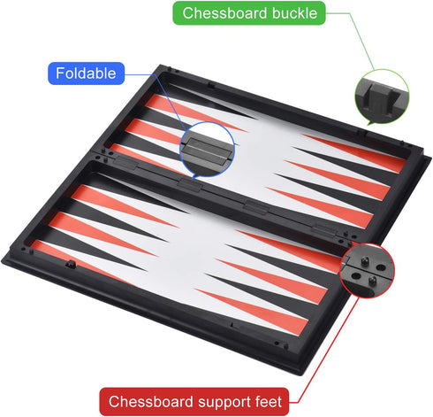 3 in 1 Magnetic Chess Checkers Backgammon Set, Folding Travel Games for Kids and Adults (Chess: Gold & Silver)