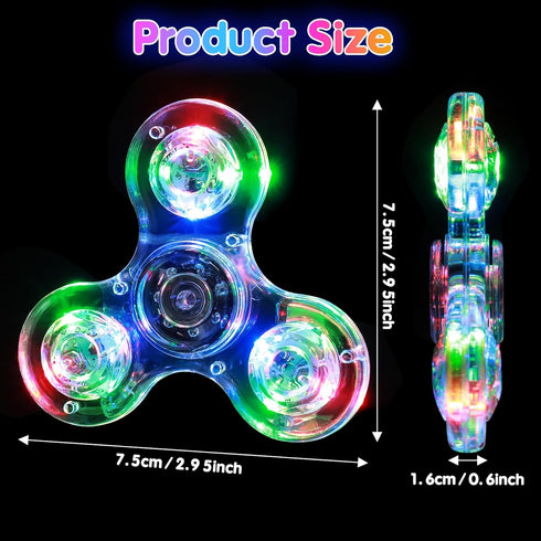 Gigilli Fidget Spinners 6 Pcs - LED Light Up Bulk Fidget Spinners for Kids 4-12 - Glow in The Dark Party Supplies