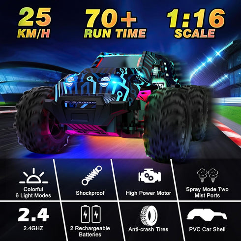 2.4GHz 3-8 BLUEJAY High Speed RC Car, Offroad Monster Hobby Racing Car with LED Colorful Bodylight and Rechargeable