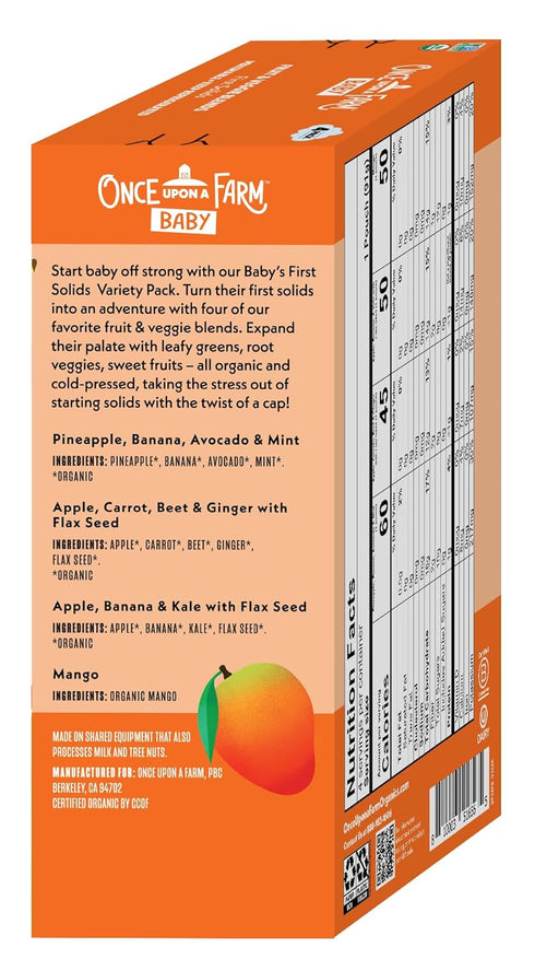 Pack 4ct/3.2oz Once Upon a Farm Variety Organic Baby Food