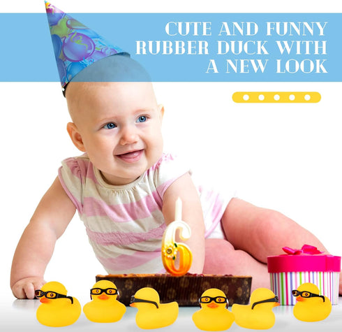 12 12 Chivao Pcs Rubber Ducks with Sunglasses/ Hats/ Headwear Small Mini Carnival Cruise Birthday Rubber Duckies