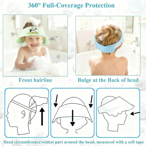 Generic Baby Shower Cap Shield - Adjustable Waterproof Shower Visor for Kids, Soft Baby Hair Washing Shield with Ear