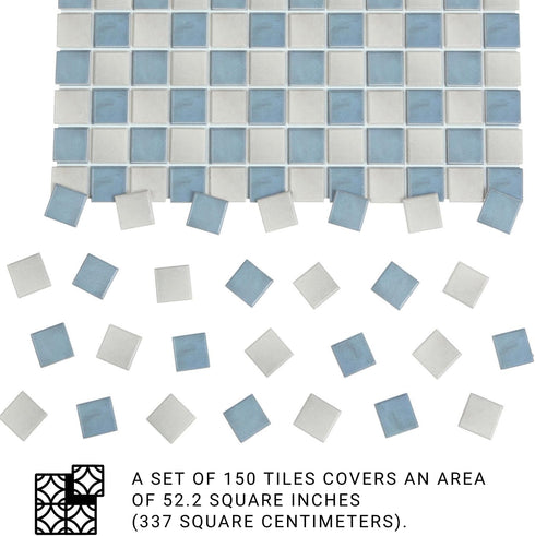 REDUCIO! 150 1:12 pcs, Dollhouse Flooring, Scale Doll House Tiles, Miniature Checkerboard Floor, (Blue and Soft Grey)
