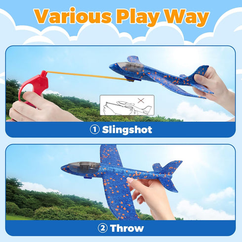 SpringFlower 4 Pack Airplane Flying Toys, 4 Throwing Foam Planes for Kids 3-8, Outdoor Flying Toy Birthday Gifts