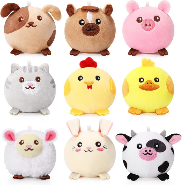 Skylety 9 Pcs Mini Plush Stuffed Animals Bulk, 3.15 Inch Cute Soft Decompress Toys for Kids