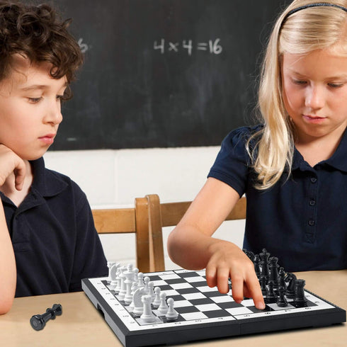 Travel Chess Sets: Magnetic Folding Board Games with Instructions for Teens, Family, Educational Toys, 9.5 Inch