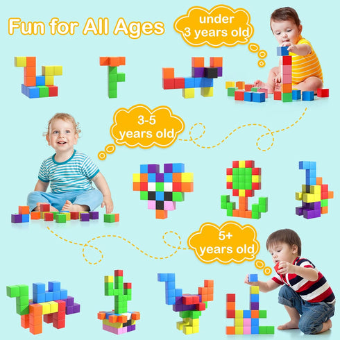 72pcs Magnetic Building Blocks for Toddlers, Large Magnet Construction Cube Toys for Kids, STEM Educational