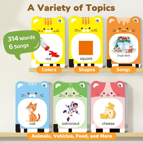 3-5, 314 JoyCat Talking Flash Cards for Toddlers Words with Durable Thick Cards & Clear Audio, Easy to Slide