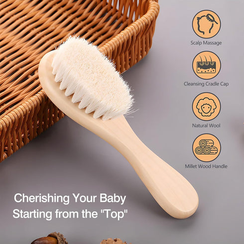 Set 2 of Baby Hair Brushes with Soft Goat Bristles