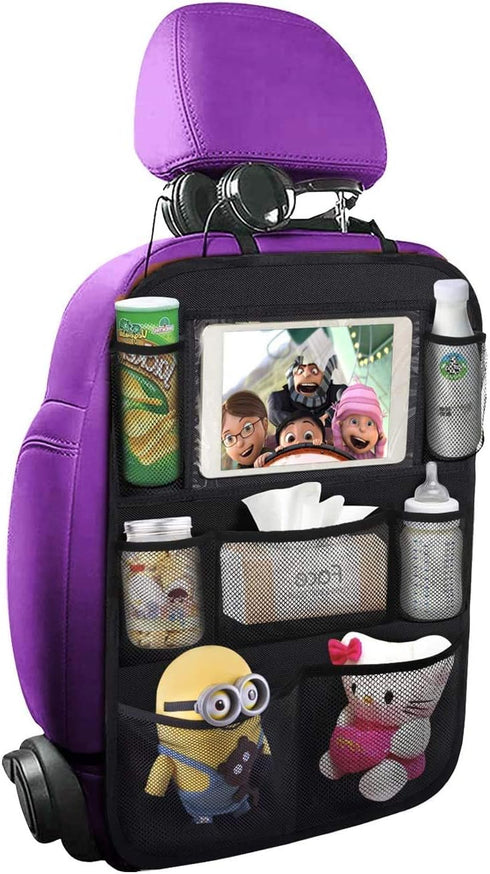 ONE PIX Backseat Car Organizer Mats, Storage Bag with Touch Screen Tablet Holder for Kids Car Seats