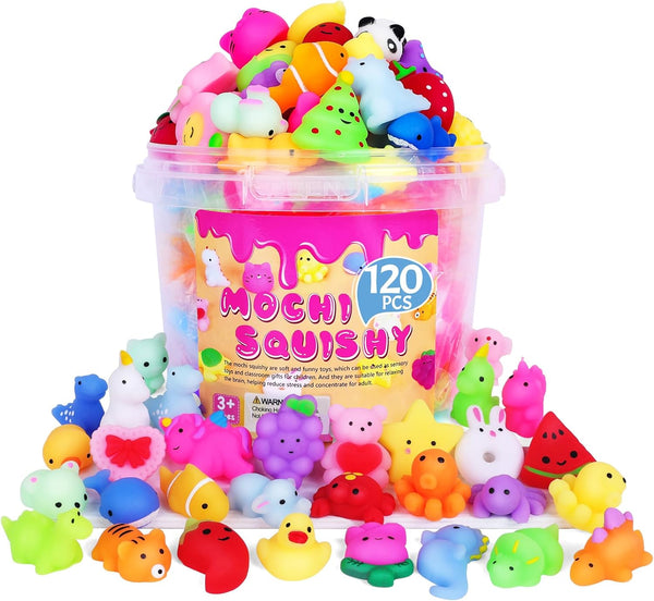 VISCOO 120 Pack Squishy Toys, Easter Basket Stuffers, Mochi Squishy Bulk Party