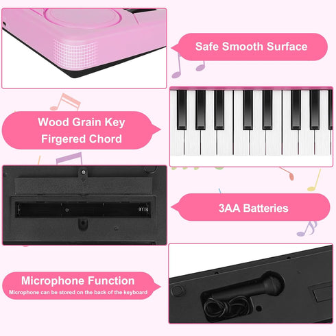 M SANMERSEN Kids Piano Keyboard - 37 Keys Electronic Piano Toys for Beginners, Gift for 3-6 Year Olds