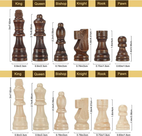 Set 15'' Sets Magnetic Wooden Chess for Adults Kids Chess Board with Handmade Pieces, Folding Portable Travel Unique