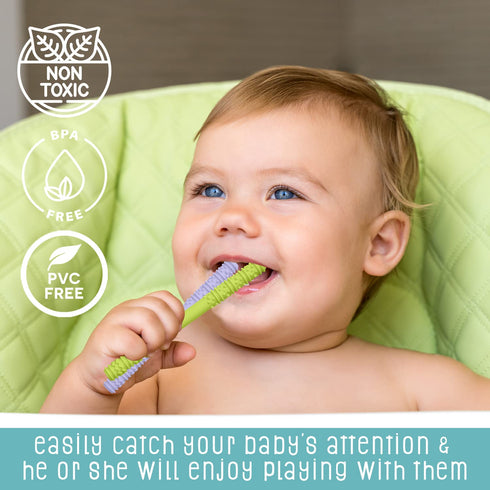 Baby Teething Tubes Soft Silicone Chew Straw Teething Sticks for Babies 0-18 Months, BPA Free Multicolored Toys