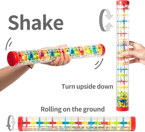 MUSICUBE 16 Inch Baby Rainmaker Toy - Musical Instrument for Infant Toddler with Raindrop Sound
